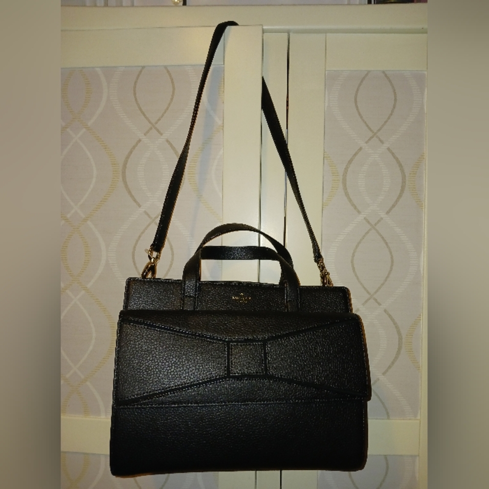 Kate Spade Chantal Bridge Place Bow Satchel Black Leather Handbag
